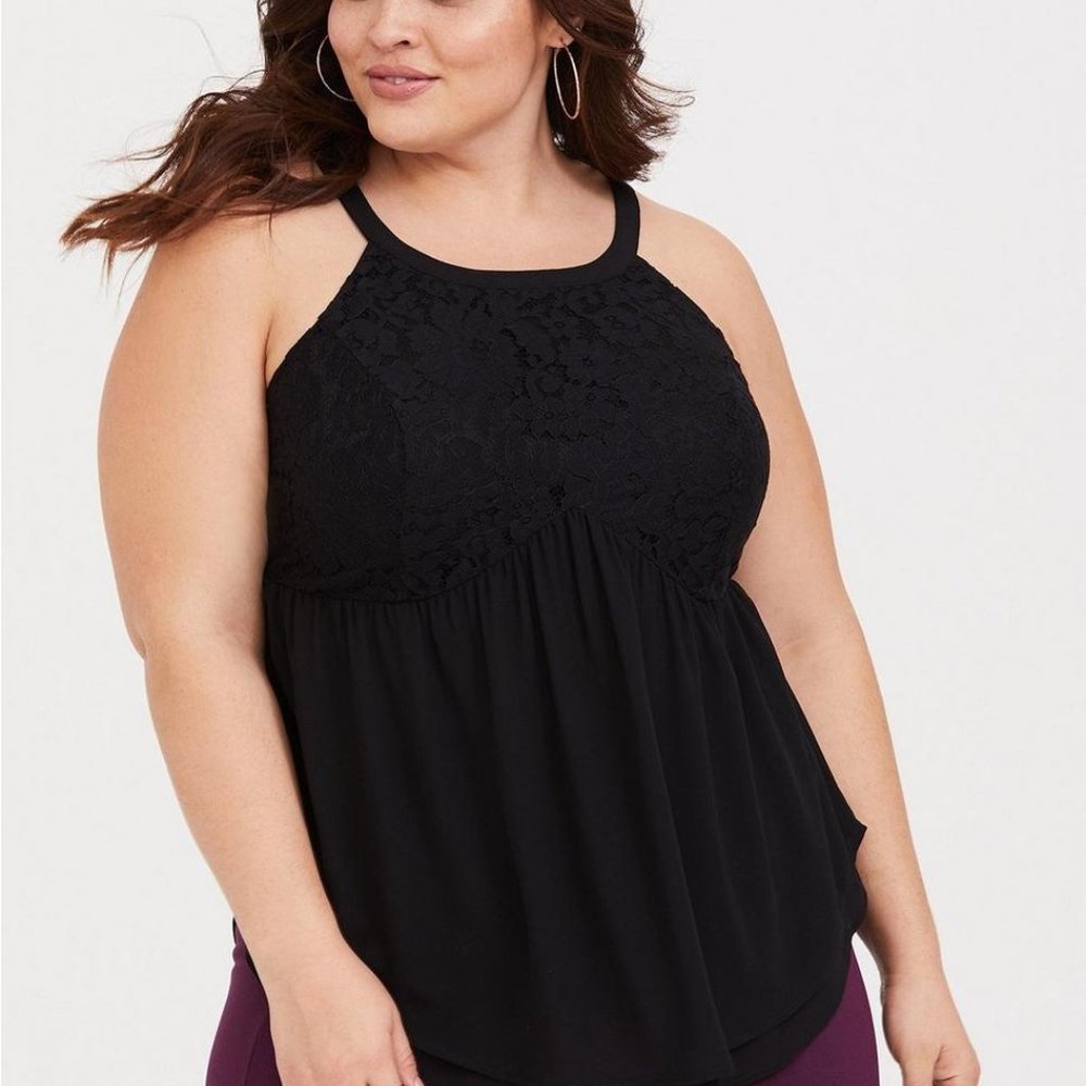 Torrid Peplum Lace Godess Neck Tank